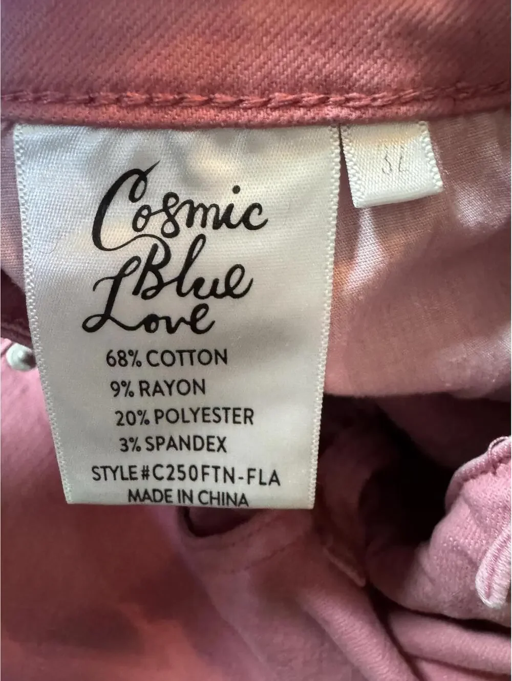 Cosmic Blue Love Pink Denim Jeans Size 32